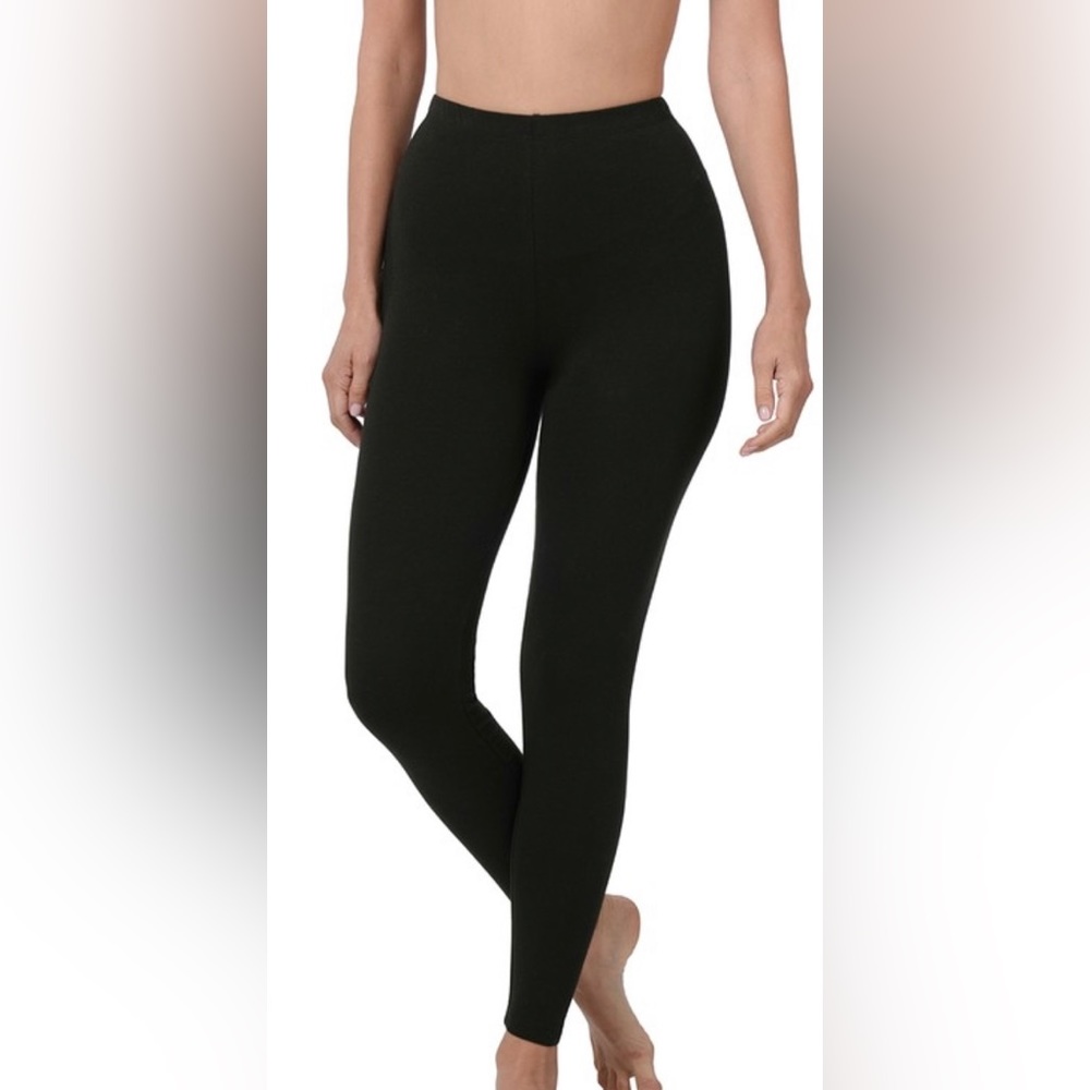 Black Premium Cotton Full Length Leggings